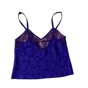 NEW Vintage Victoria's Secret Y2K purple cropped cami lace tank top 80s? 90s?